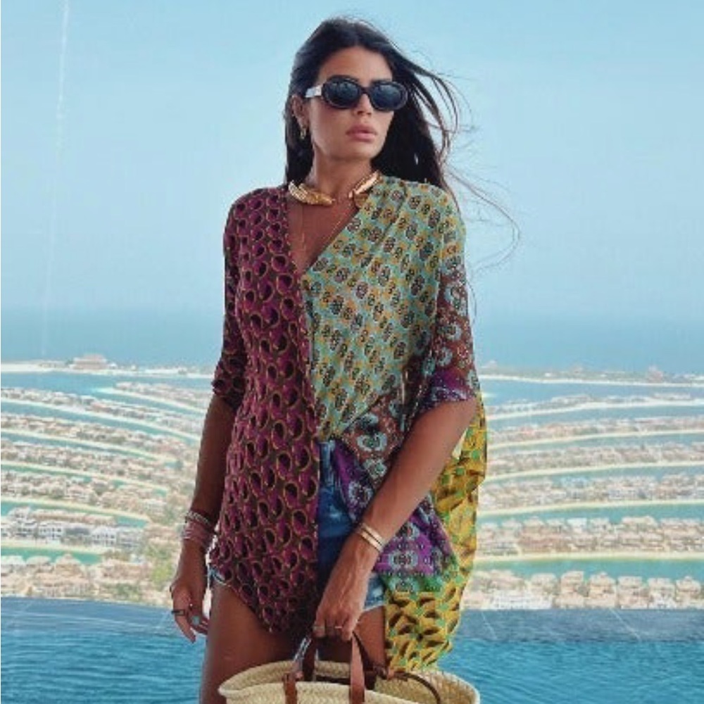 ZARA PRINTED MINI KAFTAN SZ MEDIUM